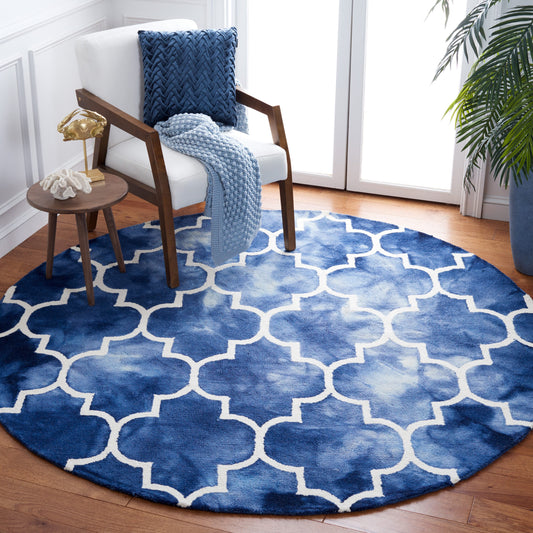 Safavieh  Dip Dye 535 Navy/Ivory Contemporary 7ft x 7ft Round Rug