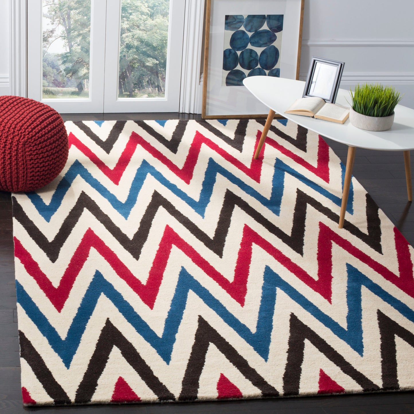 Safavieh  Cht151 Ivory/Multi Contemporary 6ft x 9ft Medium Rectangle Rug