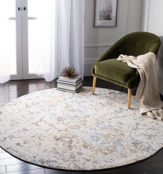 Safavieh  Expression 478 Ivory/Blue Transitional 6ft x 6ft Round Rug