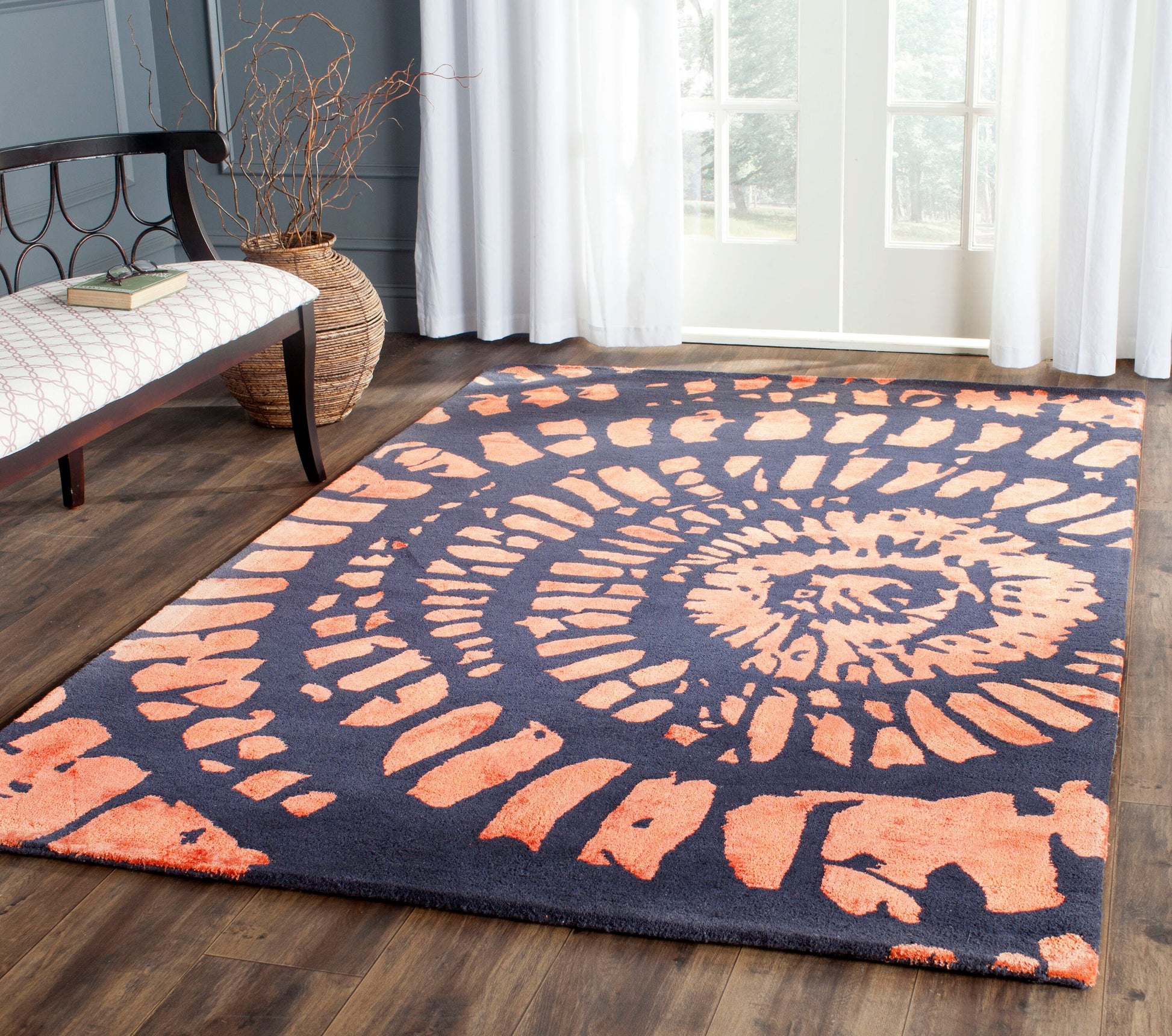 Safavieh  Capri 411 Steel/Blue Contemporary 5ft x 8ft Medium Rectangle Rug