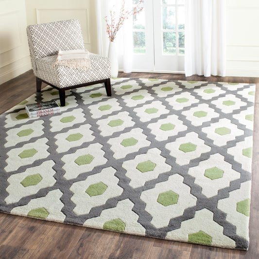 Safavieh  Chatham 748 Dark Gray/Ivory Contemporary 8ft-9in x 12ft Large Rectangle Rug