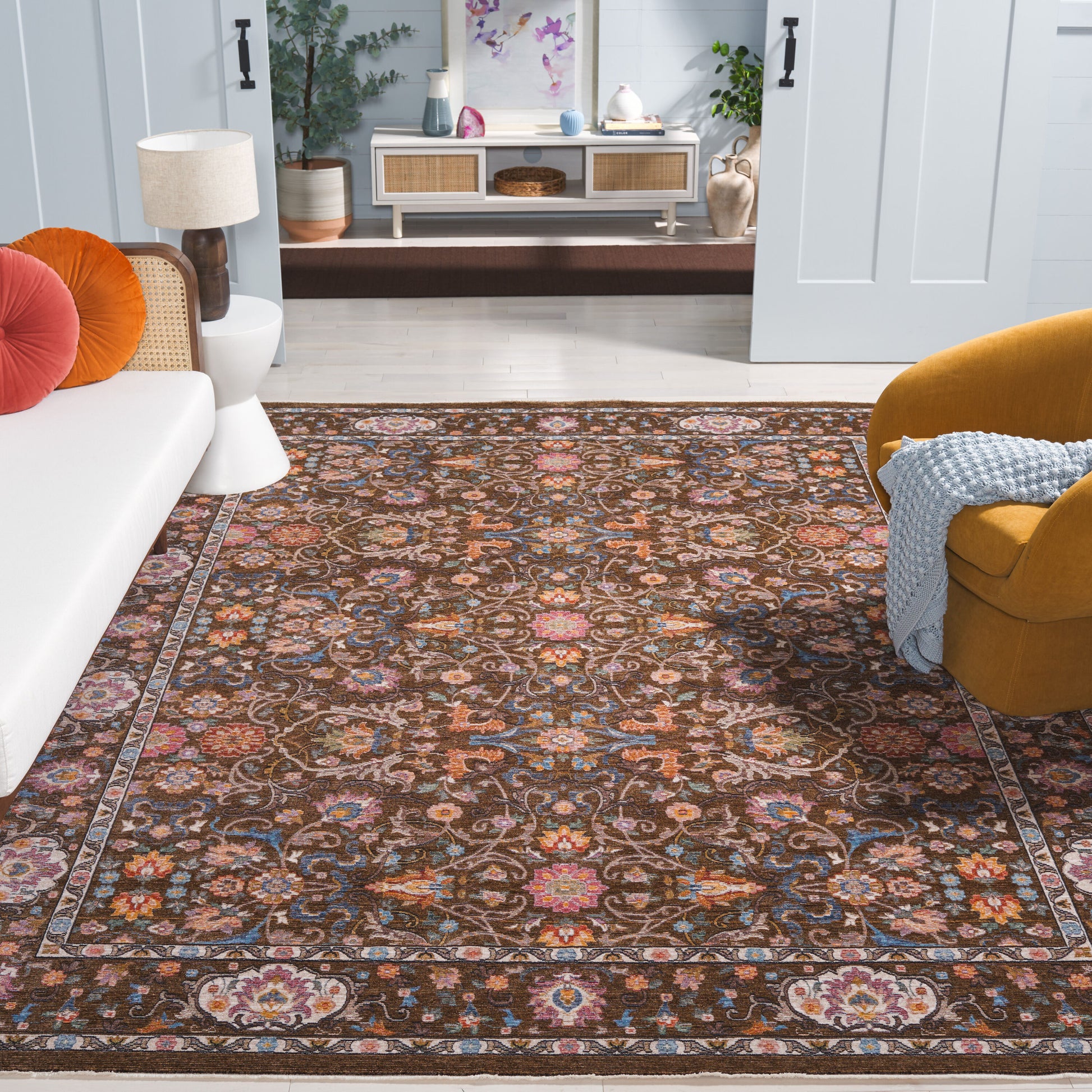 Safavieh Crimson 224T Brown/Blue 6ft x 9ft Medium Rectangle Rug