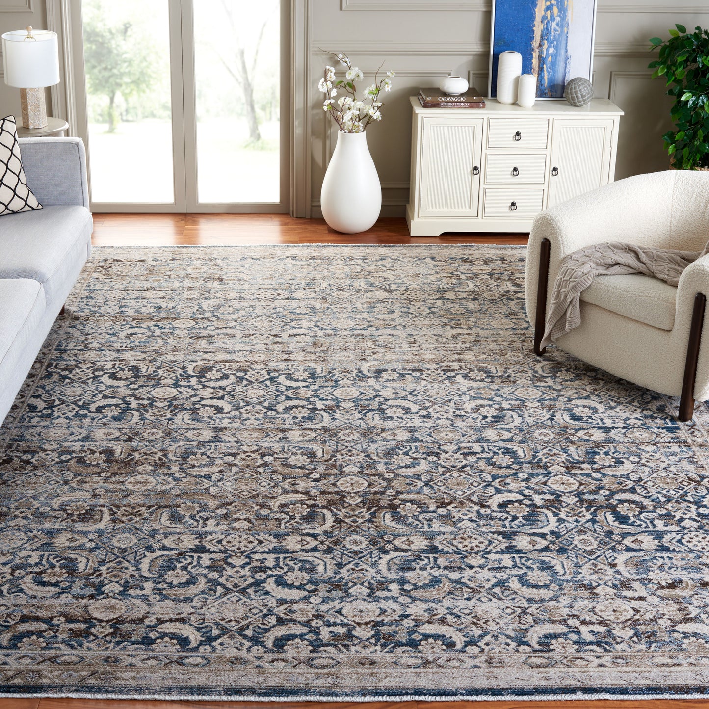 Safavieh Antique Patina 634M Blue/Beige 9ft x 11ft-6in Large Rectangle Rug