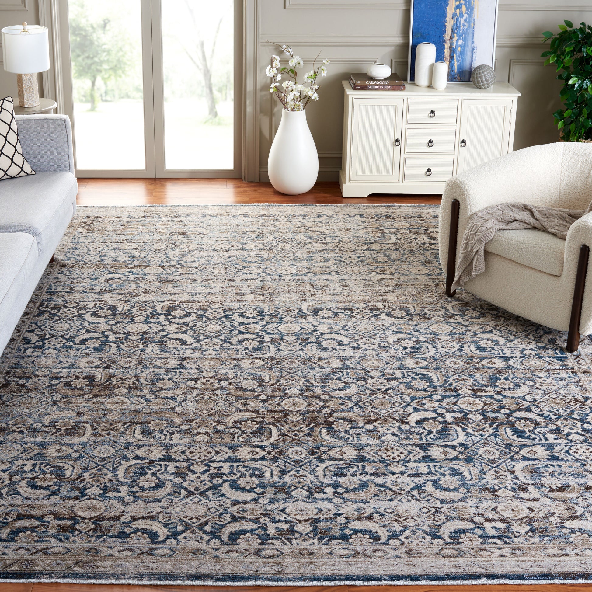 Safavieh Antique Patina 634M Blue/Beige 9ft x 11ft-6in Large Rectangle Rug