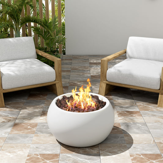 Misty Moon White Patio MGO Propane Fire Pit for Outside Patio Deck Garden Courtyard 40000 BTU Fire Pit (Tank Cover Not Provided)