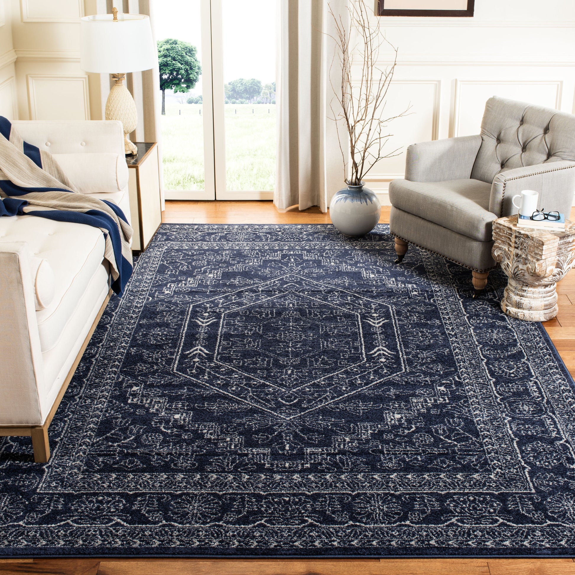 Safavieh Adirondack 108N Navy Ivory 12ft x 18ft Oversized Rug