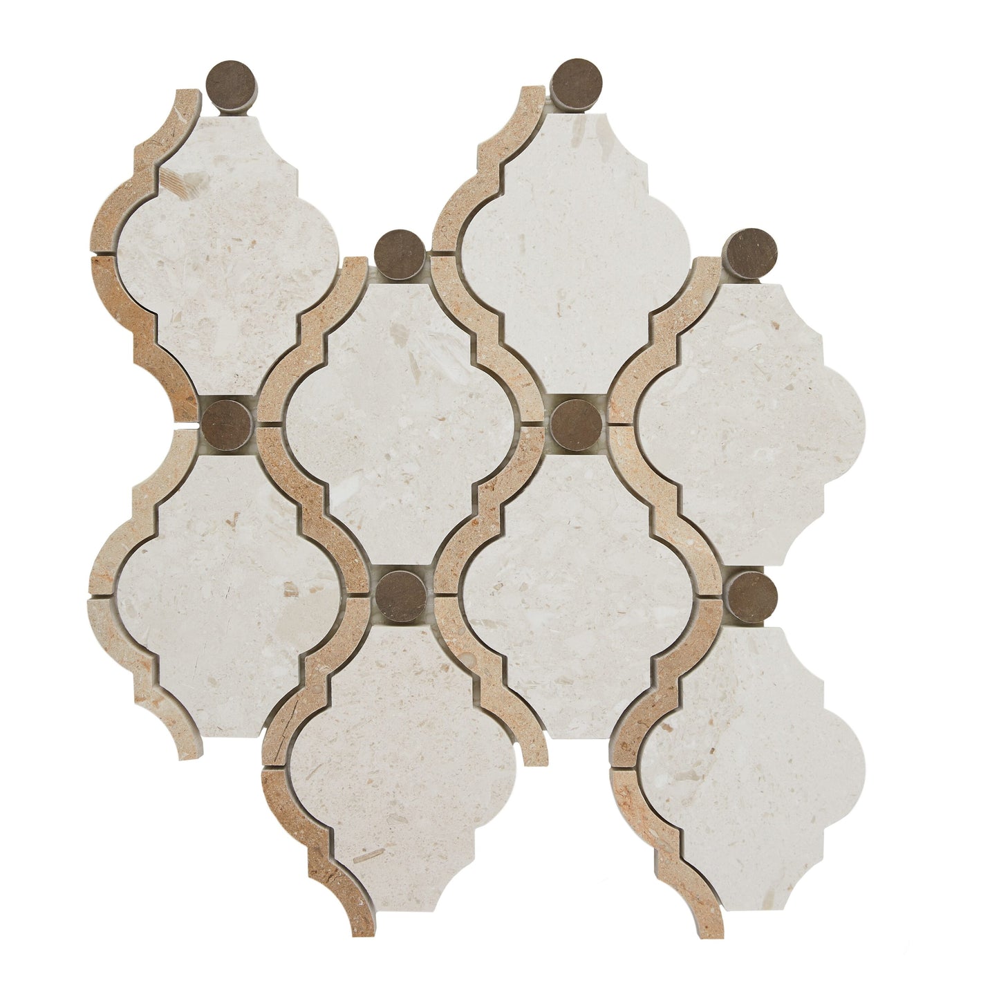 Daltile Decorative Accents Latte Blend 12-in x 14-in Polished Natural Marble/limestone Multi-shaped Mosaic Floor and Wall Tile ( 7.6-sq ft Carton )