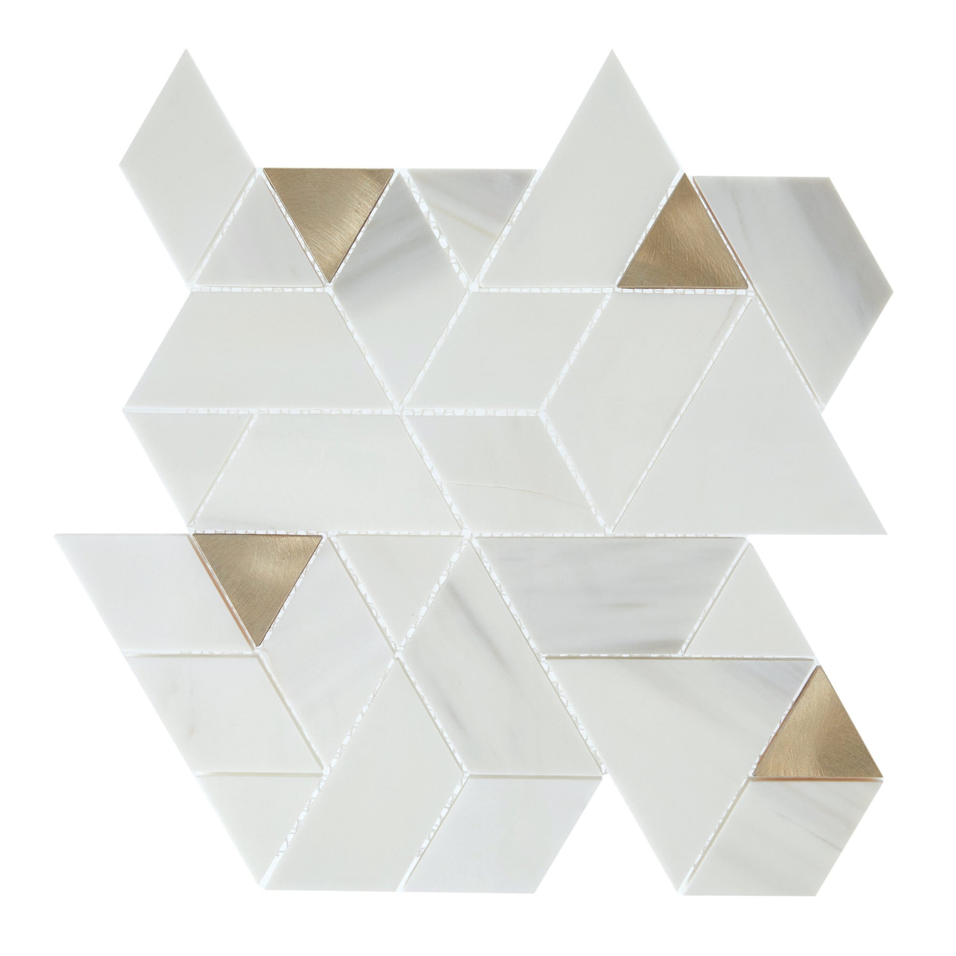 Daltile Pietra Divina Calacatta Dolomiti Gray Blend 14-in x 14-in Polished Natural Marble Diamond Mosaic Floor and Wall Tile ( 9.6-sq ft Carton )