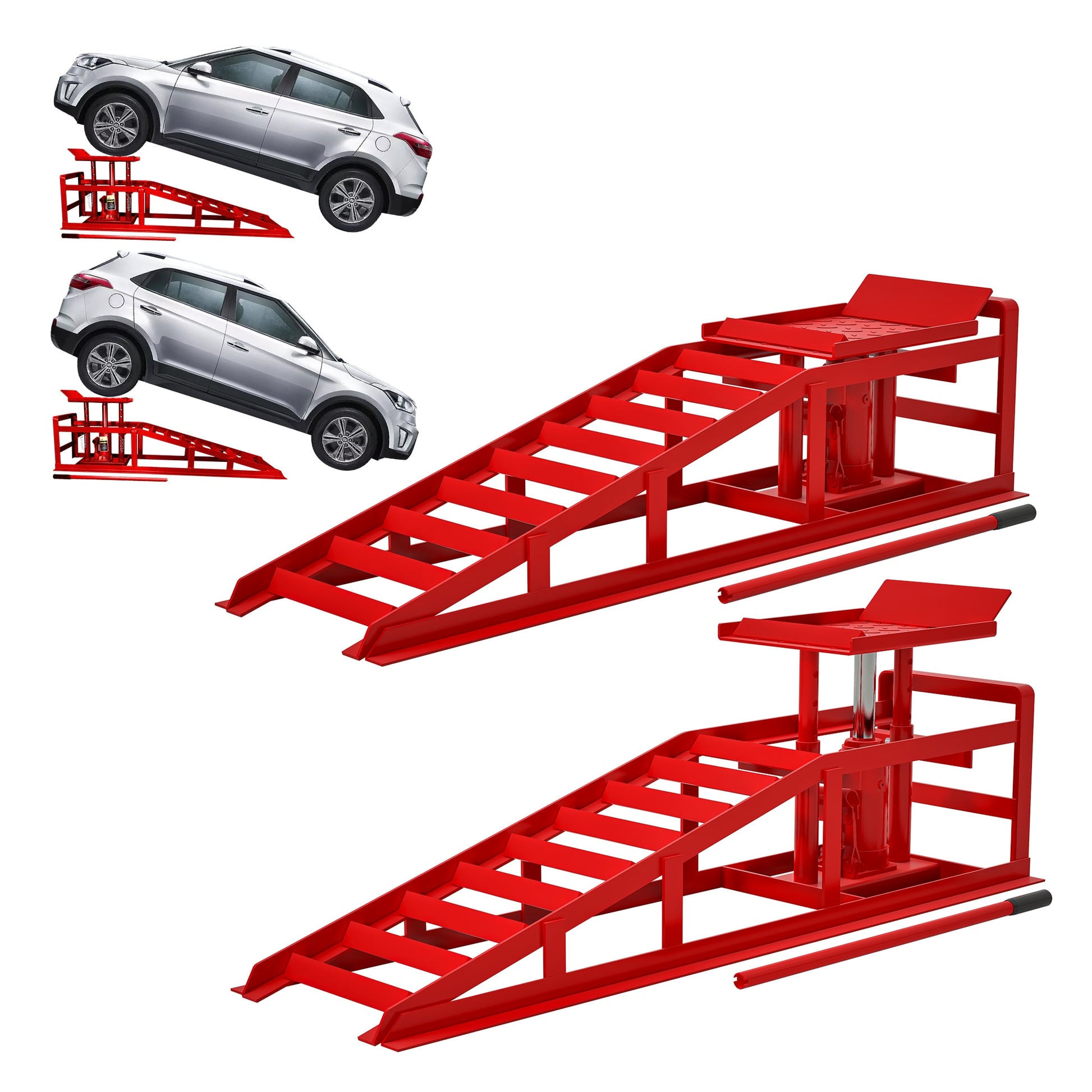 Dexmalle  2 Pack Hydraulic Car Ramps 5T 11000lbs Low Profile Car Lift