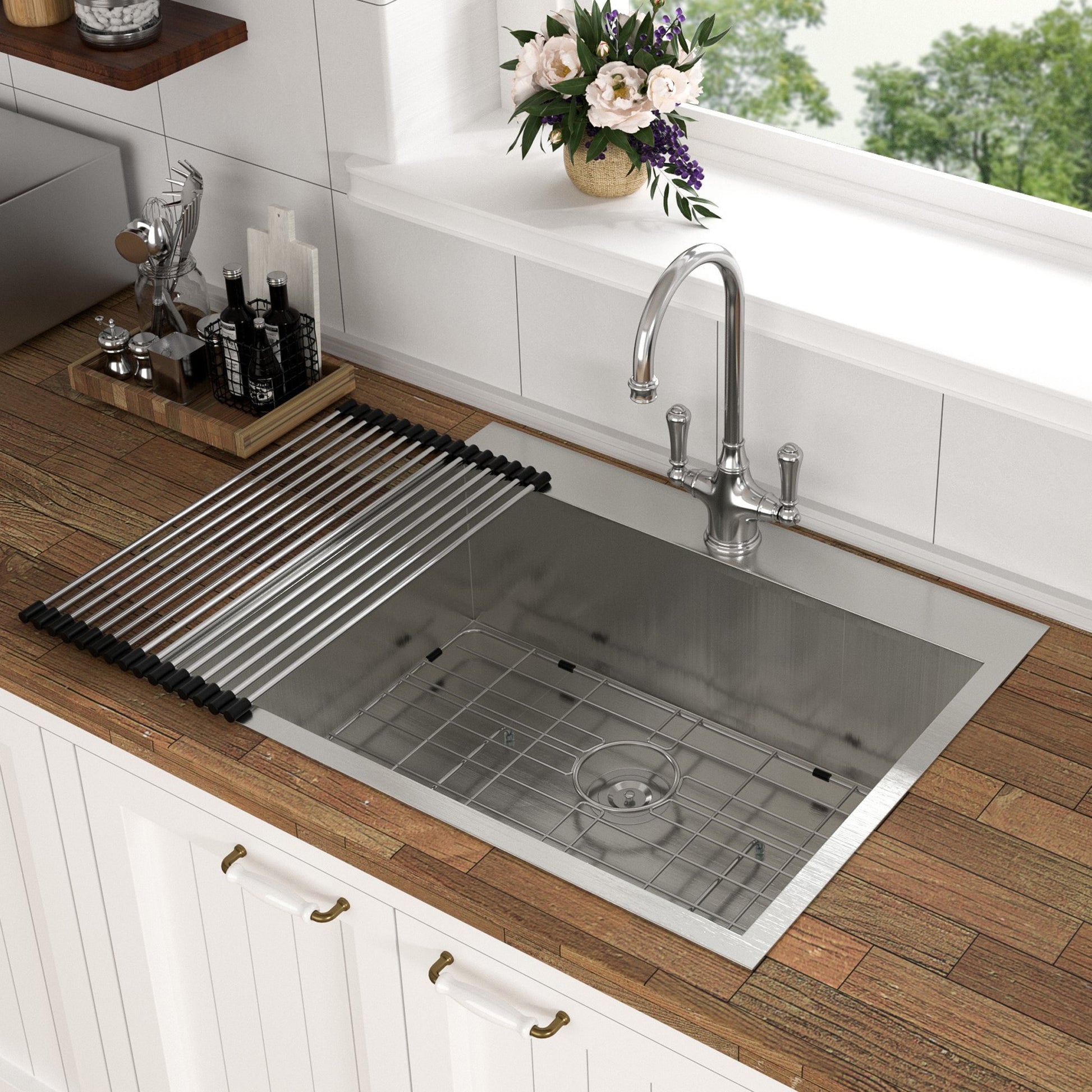Dexmalle  Drop-in 33-in x 19-in Stainless steel Single Bowl 16-Gauge Workstation Kitchen Sink