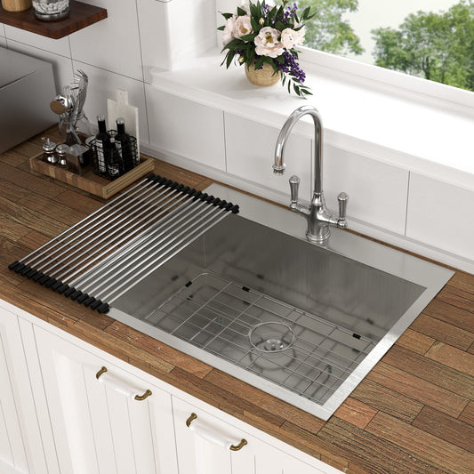 Dexmalle  Drop-in 33-in x 19-in Stainless steel Single Bowl 16-Gauge Workstation Kitchen Sink