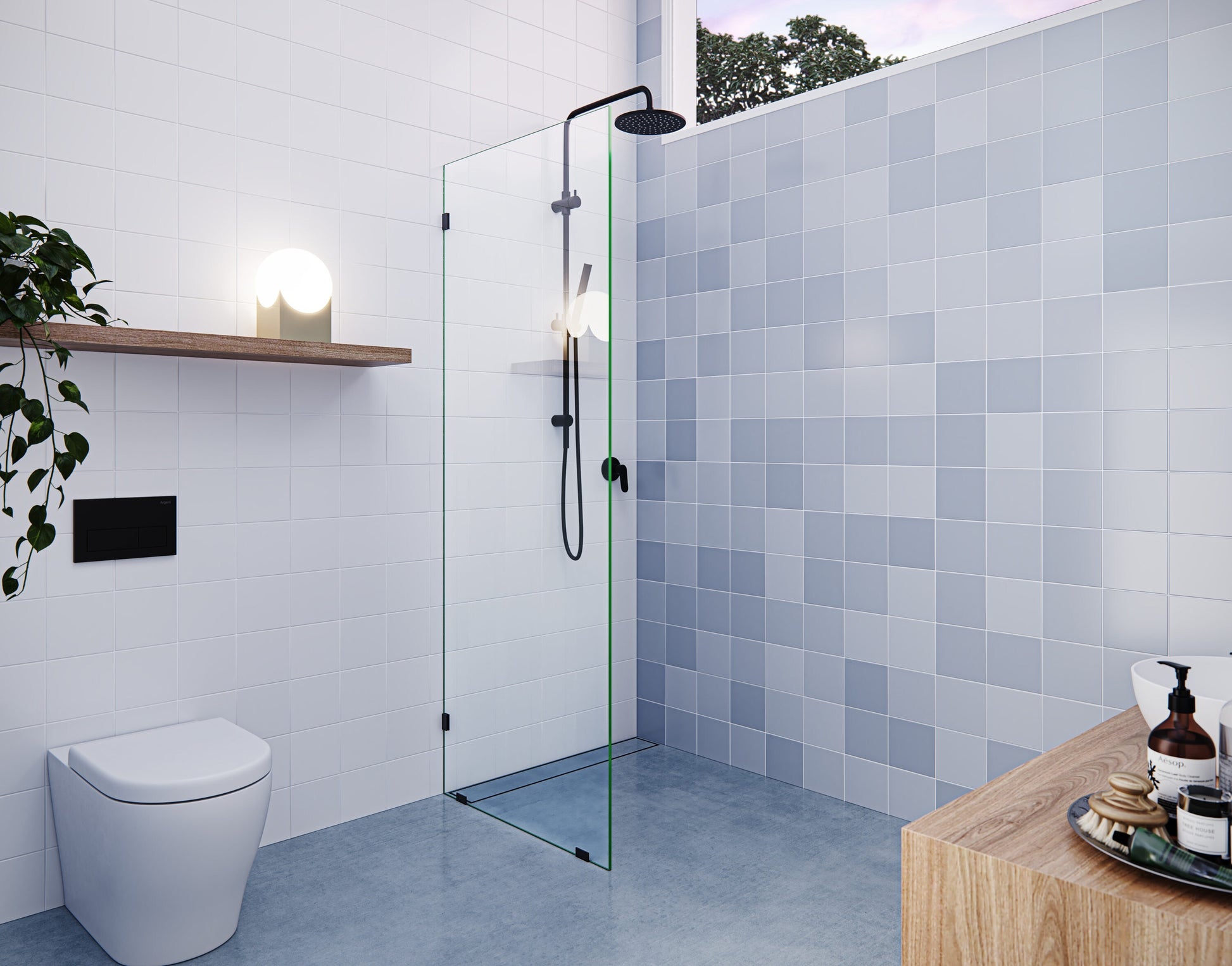 Glass Warehouse Vela Matte Black 25-1/2-in W x 78-in H Frameless Clear Glass Fixed Shower door