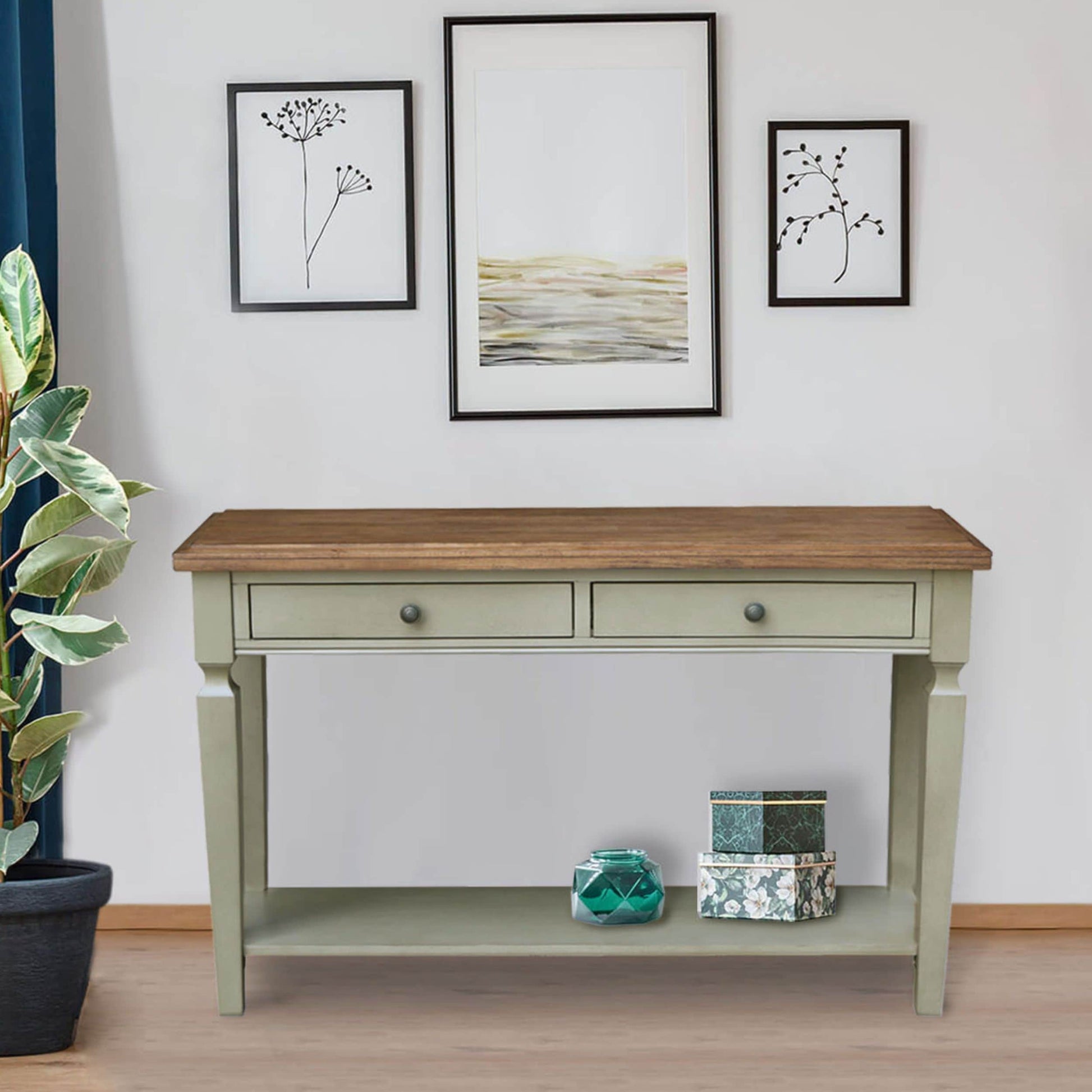 International Concepts Rectangular Wood Hickory Rubberwood 48-in W x 30-in H Console table with Drawers