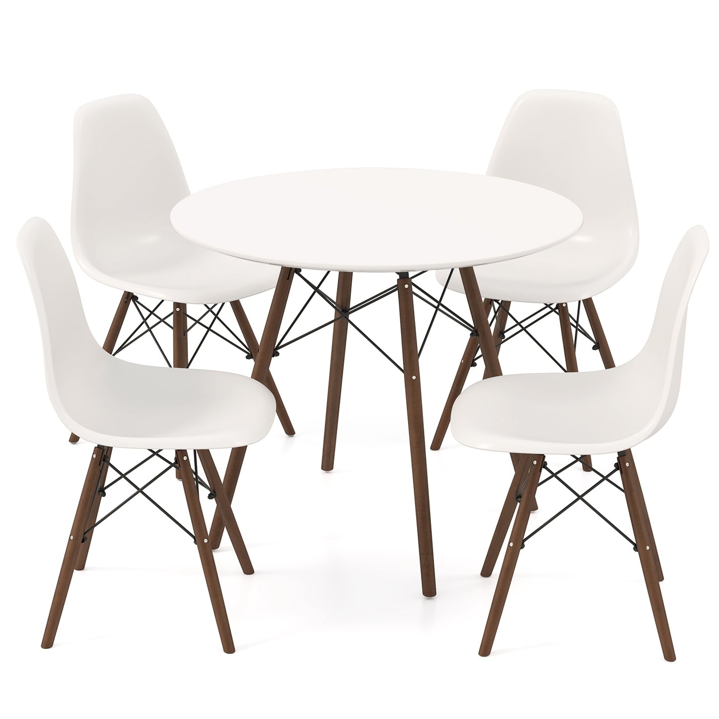 Slickblue 5Pc- Beige Modern Dining Room Set with Round Table (Seats 4) With Chair â€“ Perfect for Small Kitchens or Apartments