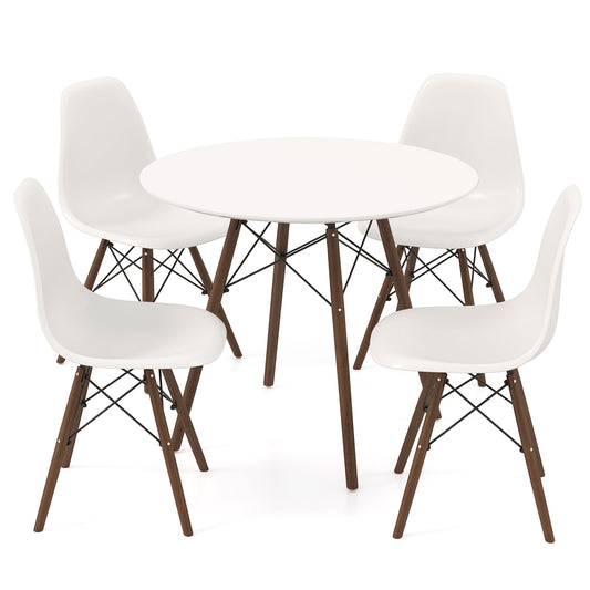 Slickblue 5Pc- Beige Modern Dining Room Set with Round Table (Seats 4) With Chair â€“ Perfect for Small Kitchens or Apartments