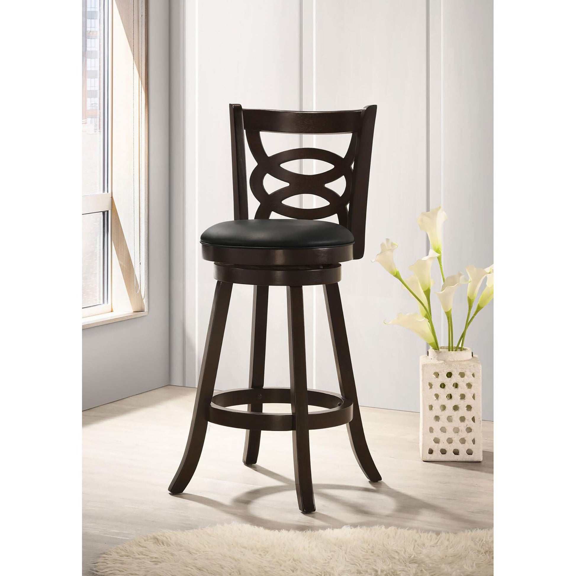 LOVMOR Cappuccino Swivel Bar Height Stool Set of 2