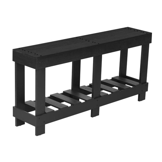 Dexmalle  Vintage Black Console Table with Metal Rivet Decor and Plank Under-Shelf