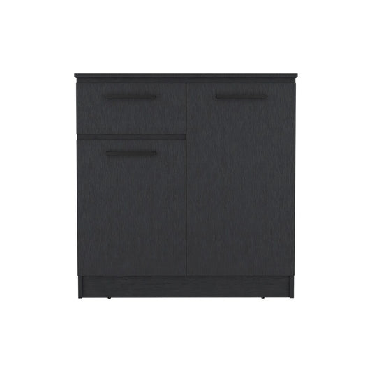 Tatayosi Carlin Black Dual Purpose Dresser and TV Stand with Inner Metal Rod Reinforcement for Bedroom and Living Room