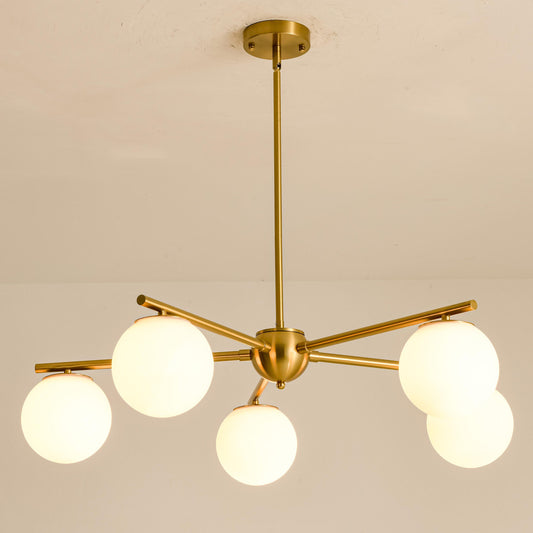 Rennnsan Steban 5 -Light Brass Opal glass Metal Chandelier