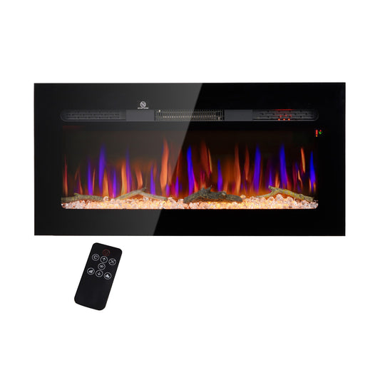 Bybafun 40-in W Black Wall mount Fan-forced with Remote Control Included