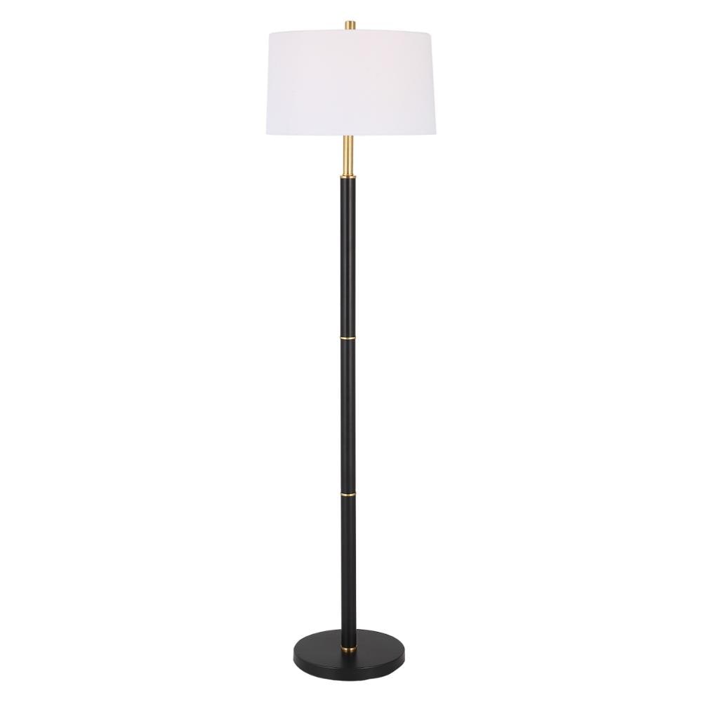 Benzara Floor Lamps 61.5-in White Standard Floor Lamp with Fabric Shade