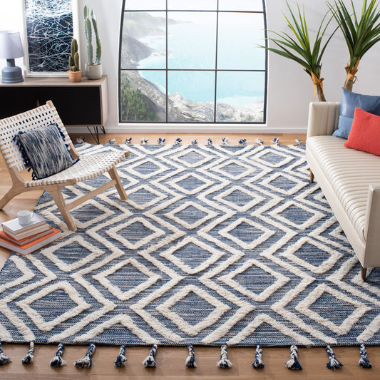Safavieh  Kenya 331 Navy/Ivory Bohemian 9Ft x 12Ft Large Rectangle Rug