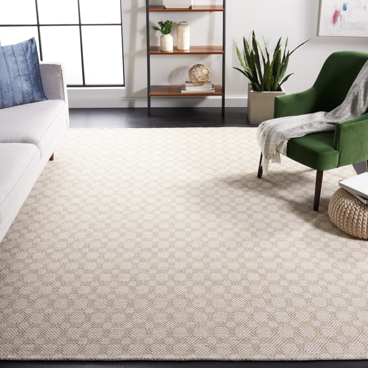 Safavieh  Cotton Kilim 222 Beige/Ivory Contemporary 8Ft x 10Ft Large Rectangle Rug