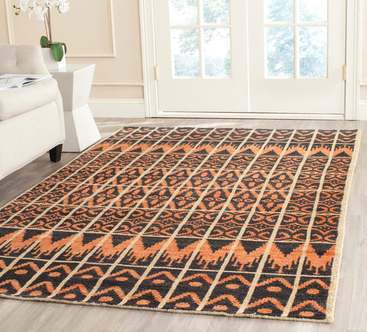 Safavieh  Kenya Orange/Black Bohemian 5Ft x 8Ft Medium Rectangle Rug