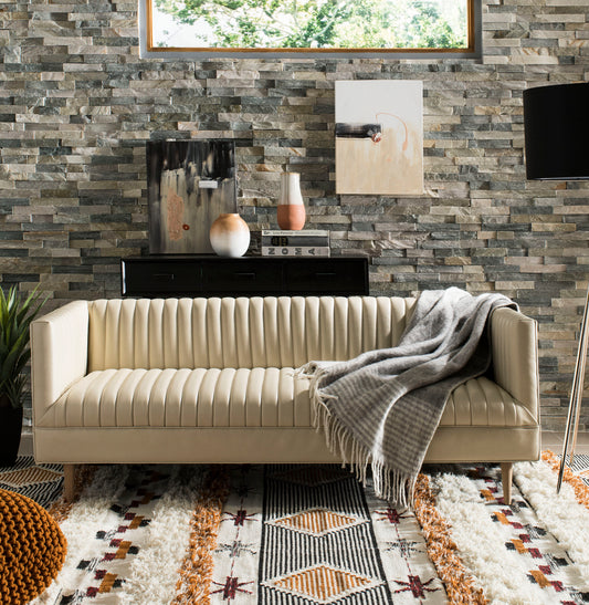 Safavieh Kenya Laylah 9 x 12 (ft) Knotted Wool Ivory/Black-Orange Rectangular Indoor Abstract Bohemian/Eclectic Spot Clean Only Area rug