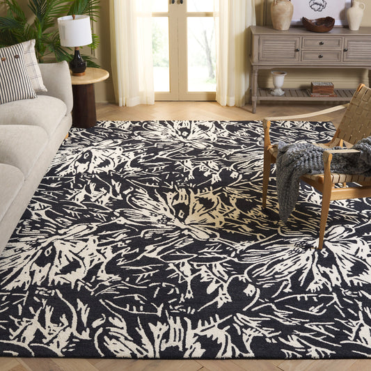 Safavieh  Jardin 329 Black/Ivory Contemporary 6Ft x 9Ft Medium Rectangle Rug