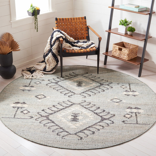 Safavieh  Kilim 762 Blue/Black Bohemian 7Ft x 7Ft Round Rug