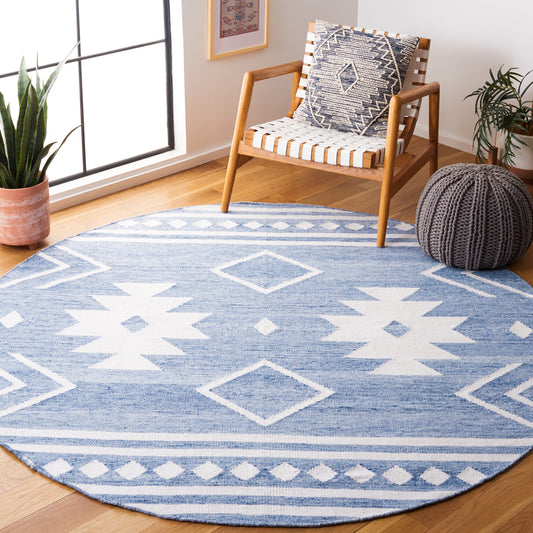 Safavieh  Kilim 764 Blue/Ivory Bohemian 7Ft x 7Ft Round Rug