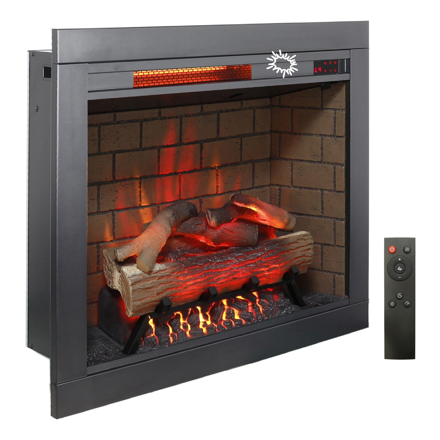 SINOFURN 27.5-in Black Electric Fireplace Insert