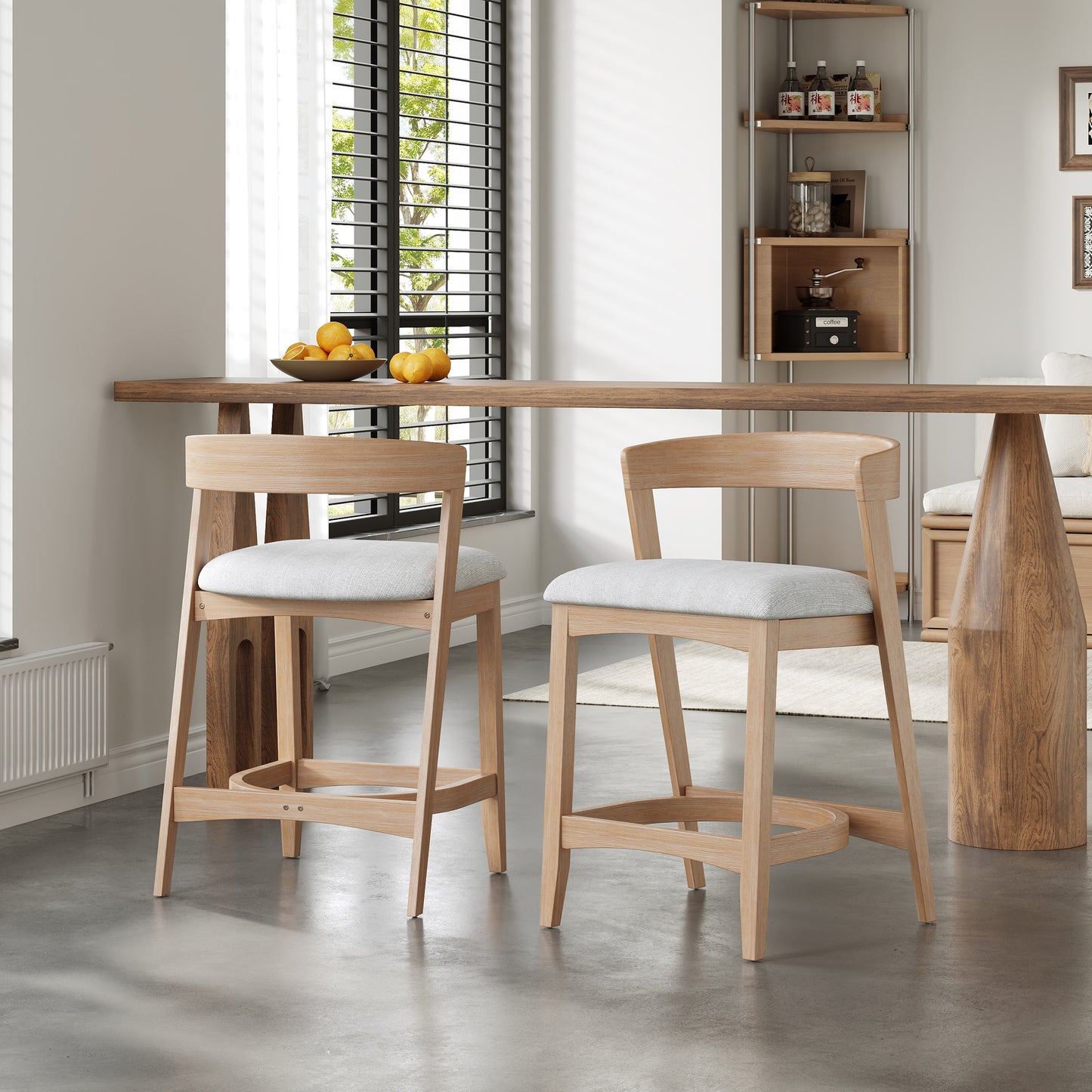 Christopher Knight Home Set of 2 Brunskill 27 in Wooden Bar Stools with Back - Upholstered Seats for Kitchen Island - Natural