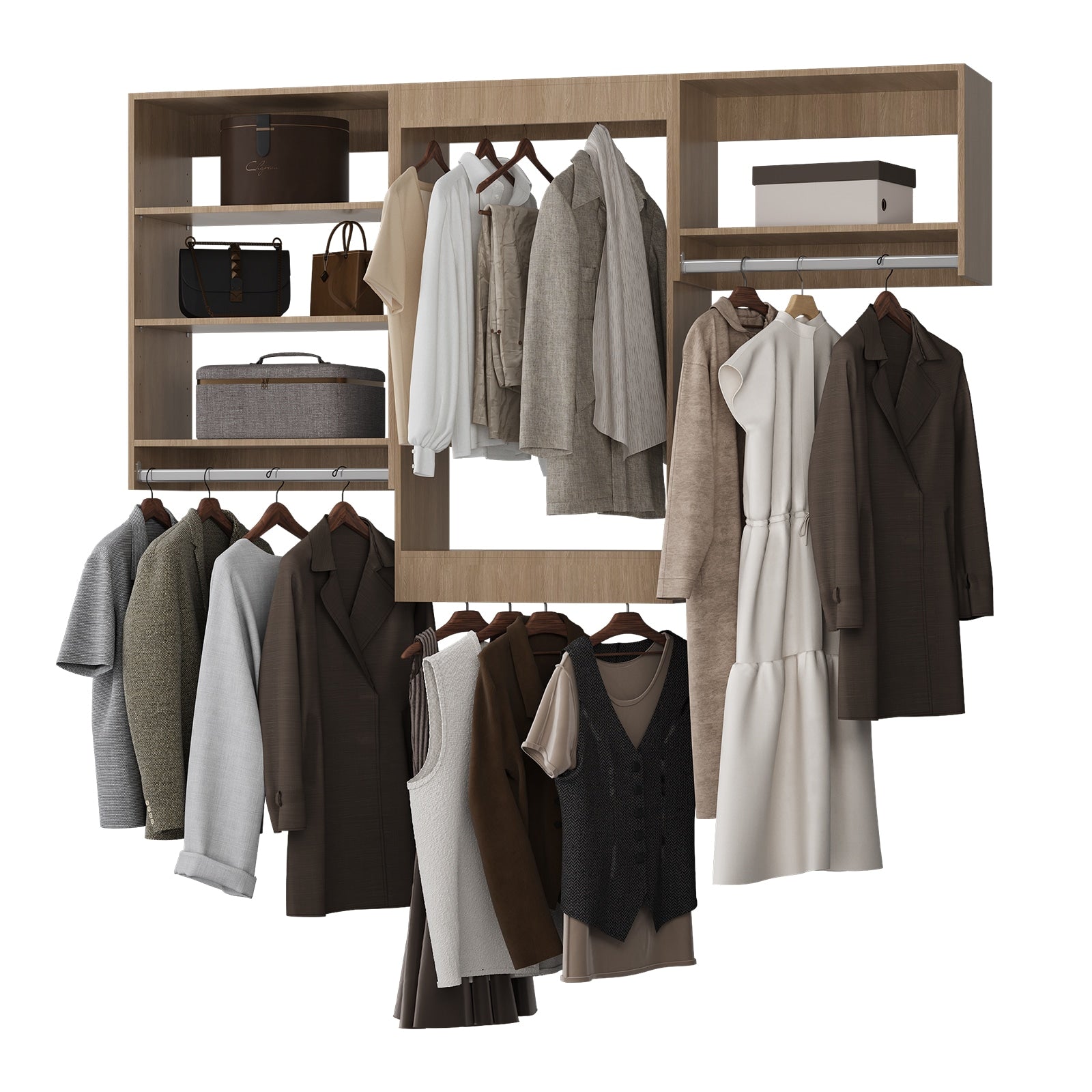 LOVMOR  84 in Wood Modular Closet System Unit-Customizable Wall Mounted Walk-In Closets for Bedroom or Walk-in Closet