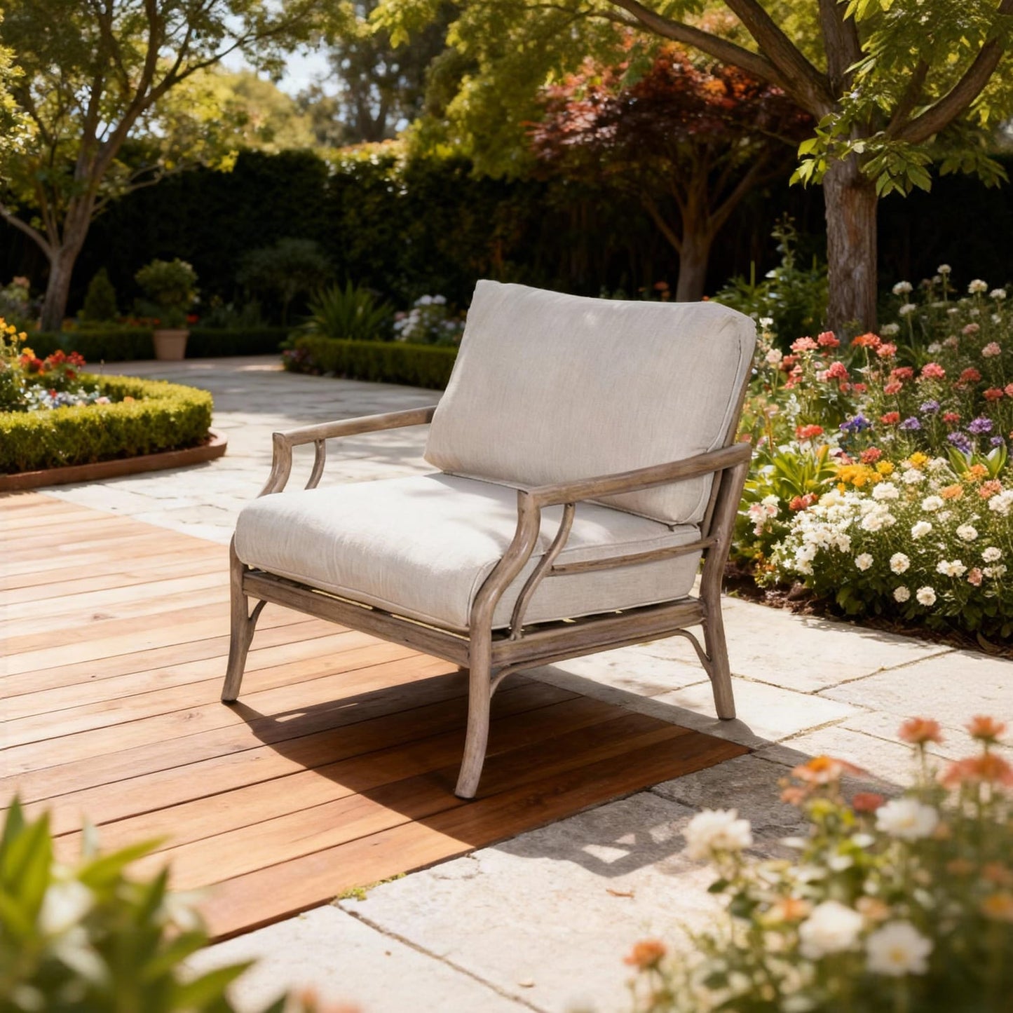 PEAK HOME FURNISHINGS Lamando Grey Aluminum Frame Stationary Conversation Chair with Light gray Olefin Cushioned Seat