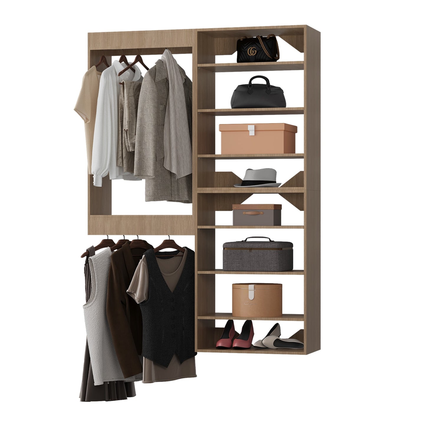 LOVMOR  40 in Wood Modular Closet System Unit-Customizable Wall Mounted Walk-In Closets for Bedroom or Walk-in Closet