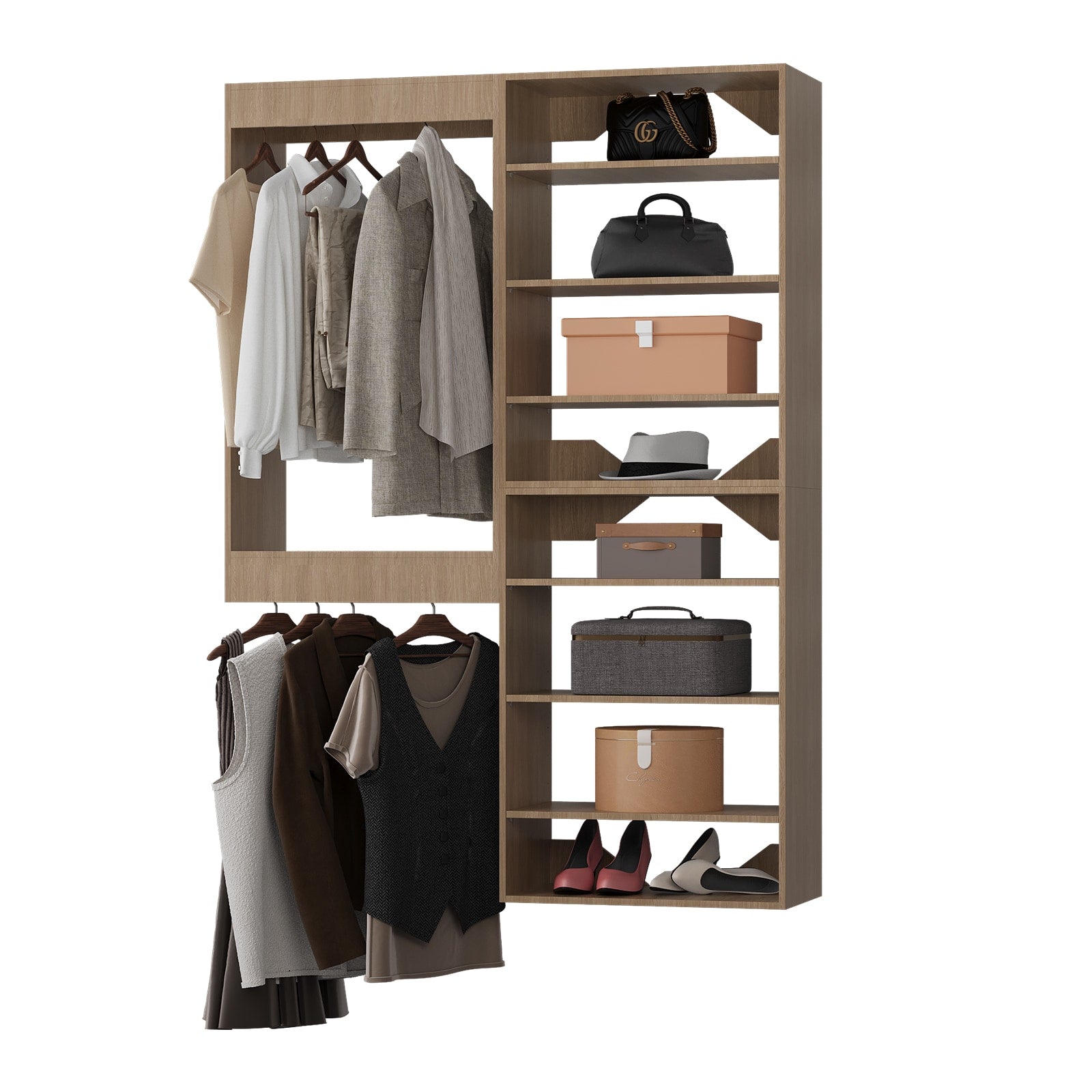 LOVMOR  40 in Wood Modular Closet System Unit-Customizable Wall Mounted Walk-In Closets for Bedroom or Walk-in Closet