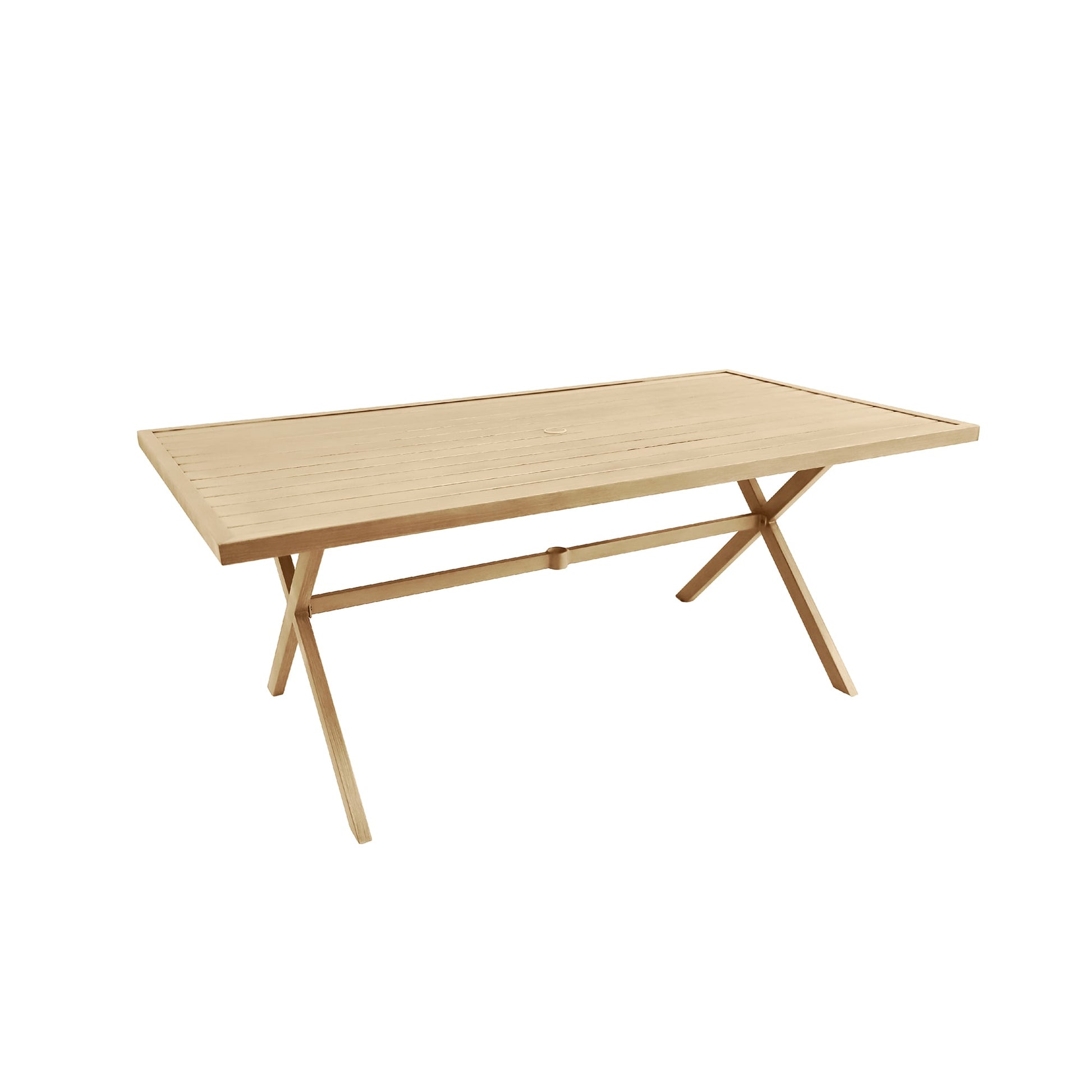 allen + roth Clearbrook Rectangle Outdoor Dining Table 40-in W x 70-in L with Umbrella Hole