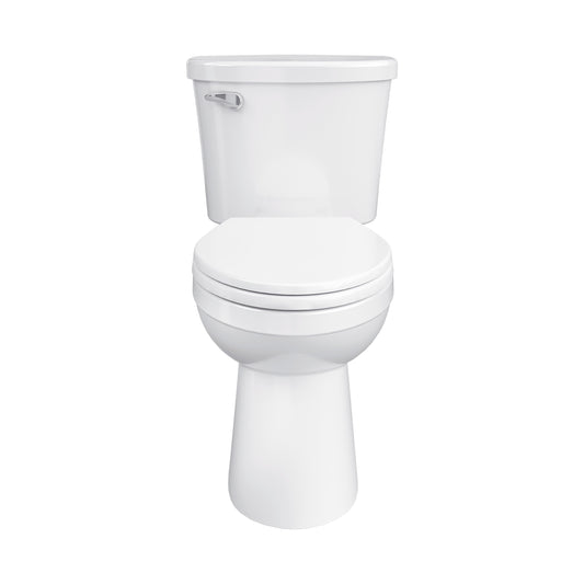 Gerber Maxwell Crest White Elongated Chair height 12-in Rough-In WaterSense 1.28 GPF Soft Close 2-piece Toilet