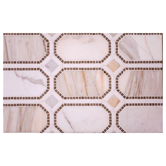 Apollo Tile Serena White Gray 12-in x 14-in Polished Natural Marble Octagon Mosaic Floor and Wall Tile ( 5.65-sq ft Carton )