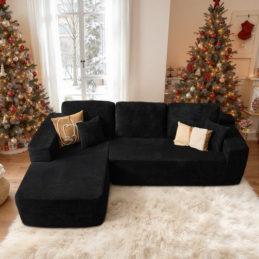 XIZZI Veluere 106.3-in W Modern Black 3-seater Reclining Sectional