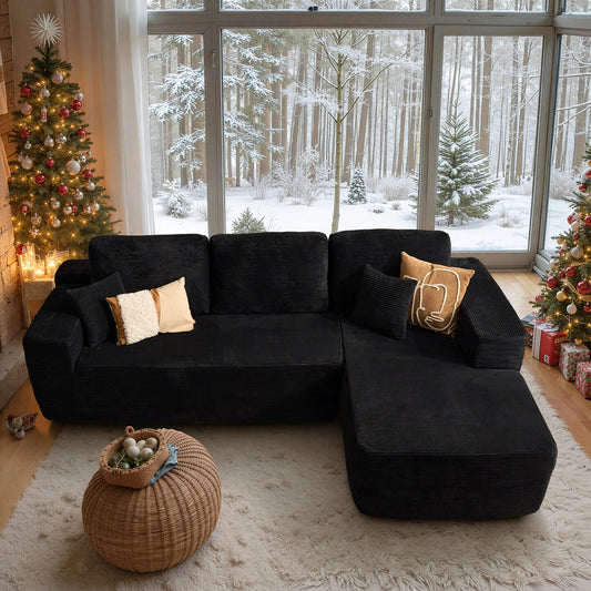 XIZZI Veluere 106.3-in W Modern Black 3-seater Reclining Sectional