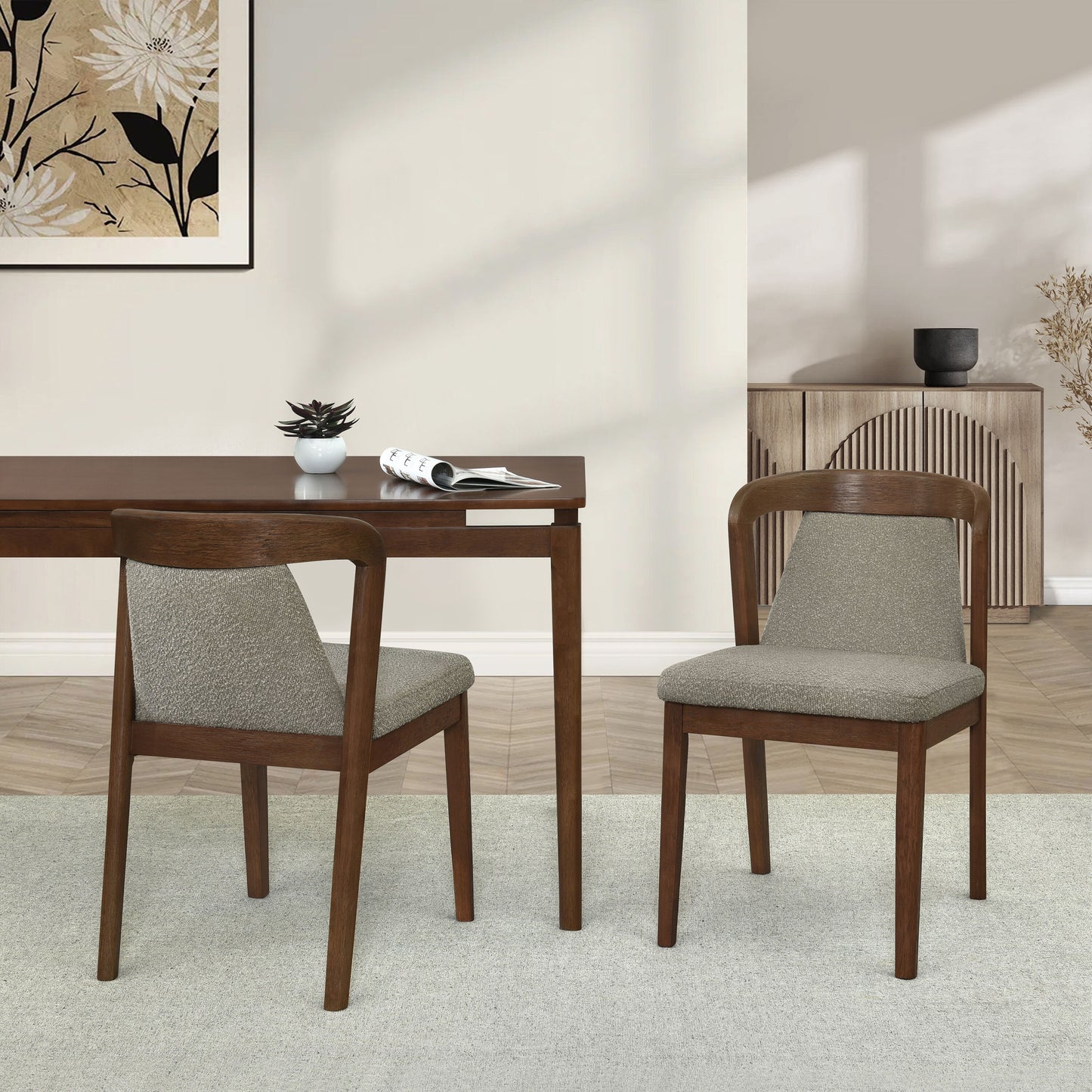 Christopher Knight Home Stratford Set of 2 Light Brown Upholstered Armless Dining Chairs with Walnut Frame