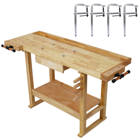 Dexmalle  55-Inch Wood Workbench with Bar Clamps Set Throat