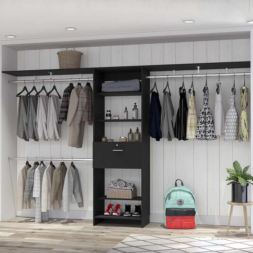 LOVMOR Closet System Ashland Bedroom Black