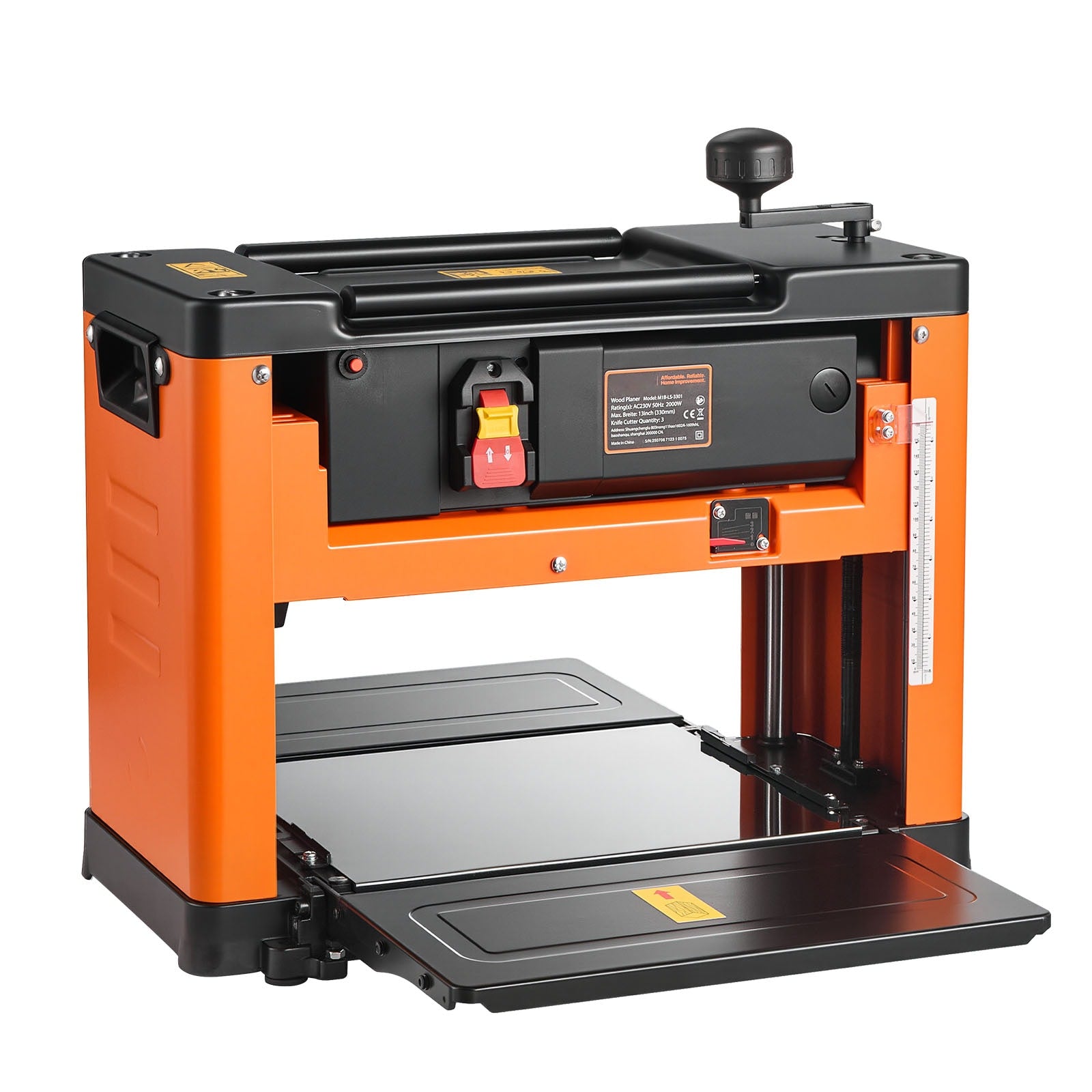 VEVOR Thickness Planer Three-Blade 13-Inch Width Worktable Power Benchtop Planer 2000W 23500 RPM Powerful Motor Dual Rollers Over Protection Single Speed Woodworking for Hard Soft Wood Material