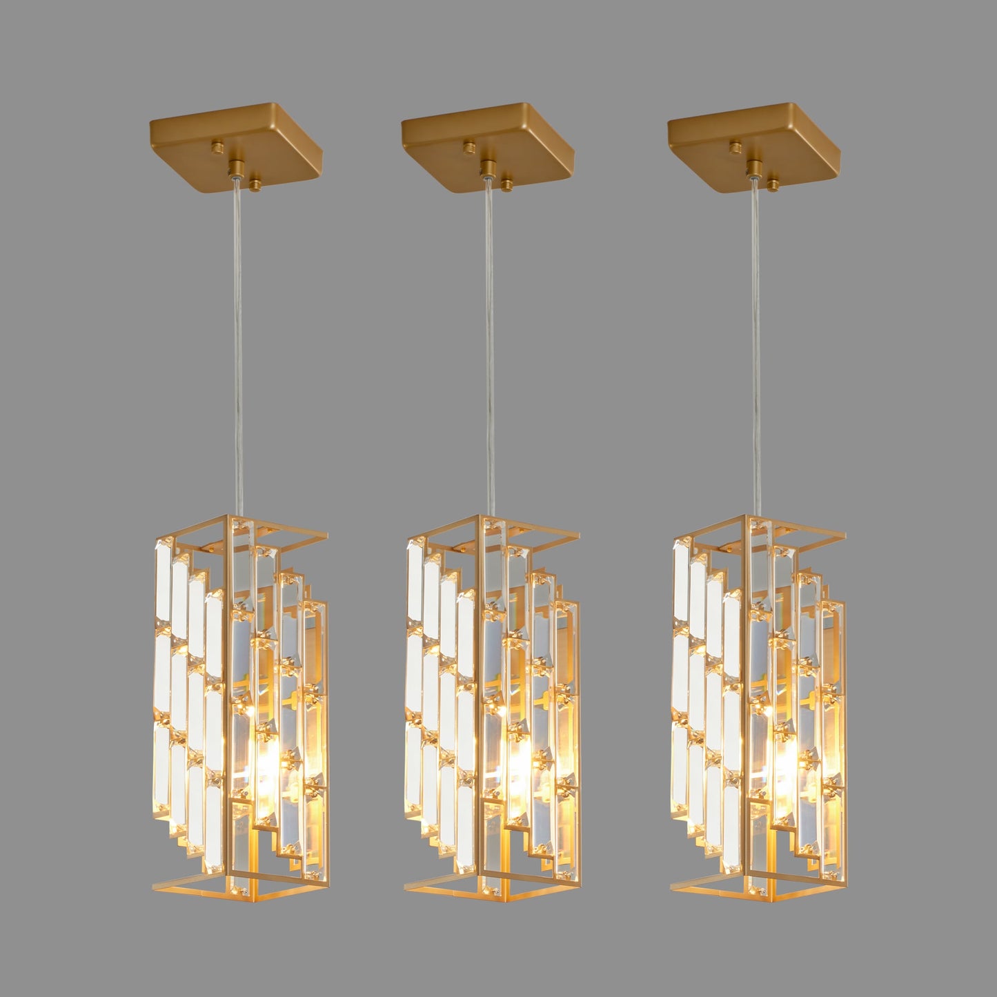 Ayelon 3 -Light Gold Modern/contemporary Rectangle Medium Indoor Hanging Pendant Light
