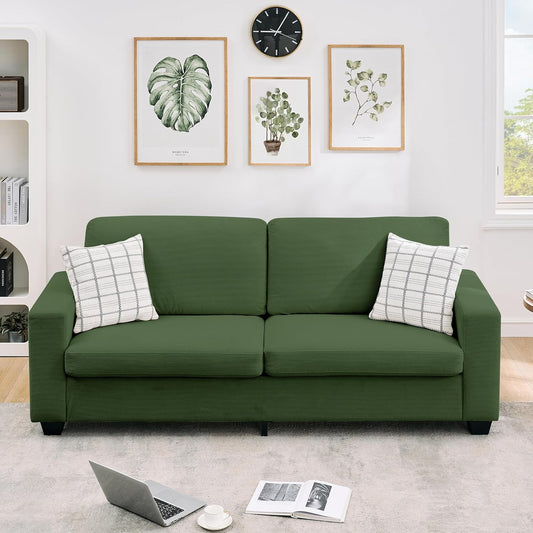Garvee Sofa for Living Room 3 Seater Corduroy Upholstered Couches with Wide Armrests Cloud Loveseat Couch with Deep Seat Sturdy Structure Easy Assemblely