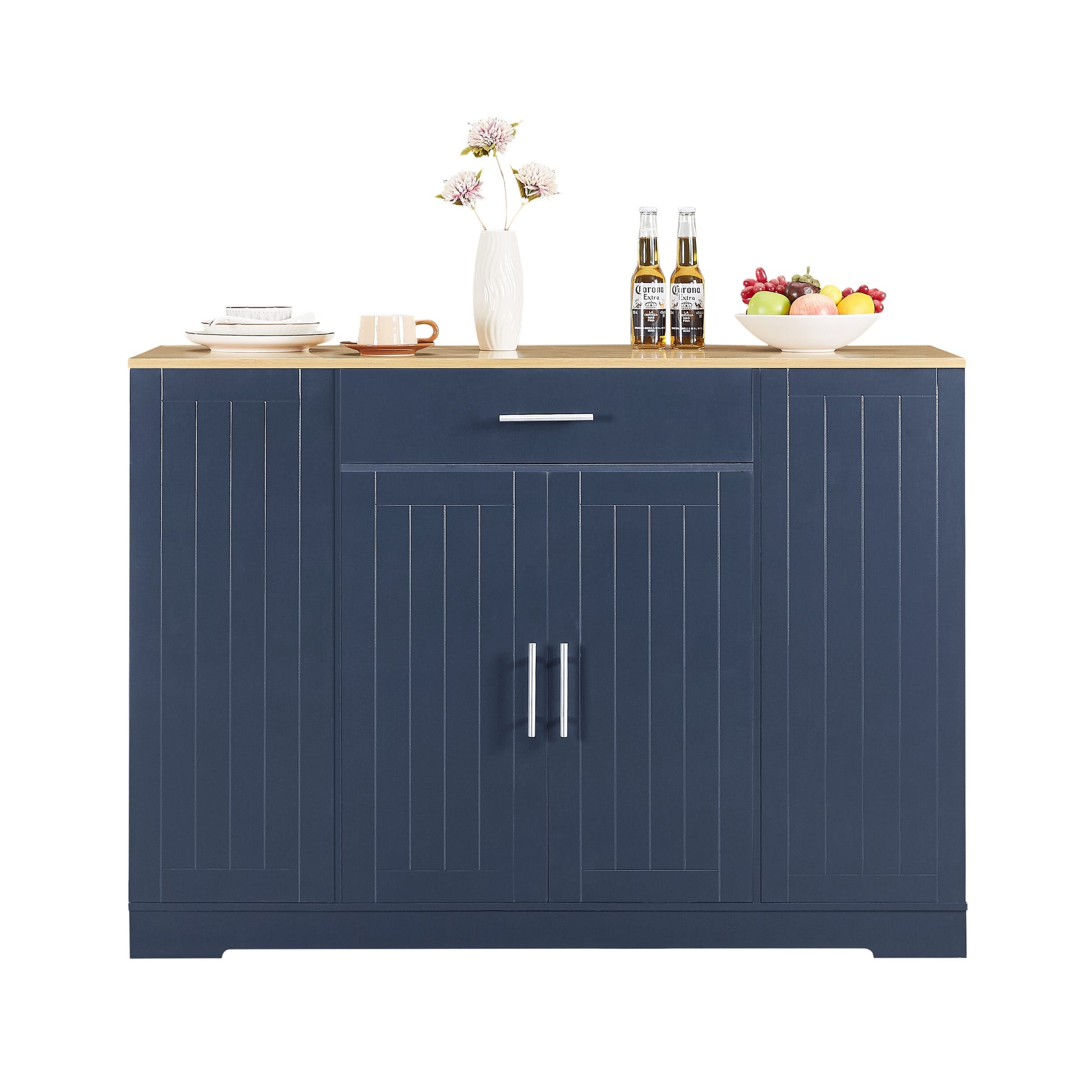 Damerin Blue Wood Base with Wood Wood Top Kitchen Island ( 20.91-in x 53.2-in x 37.99-in )